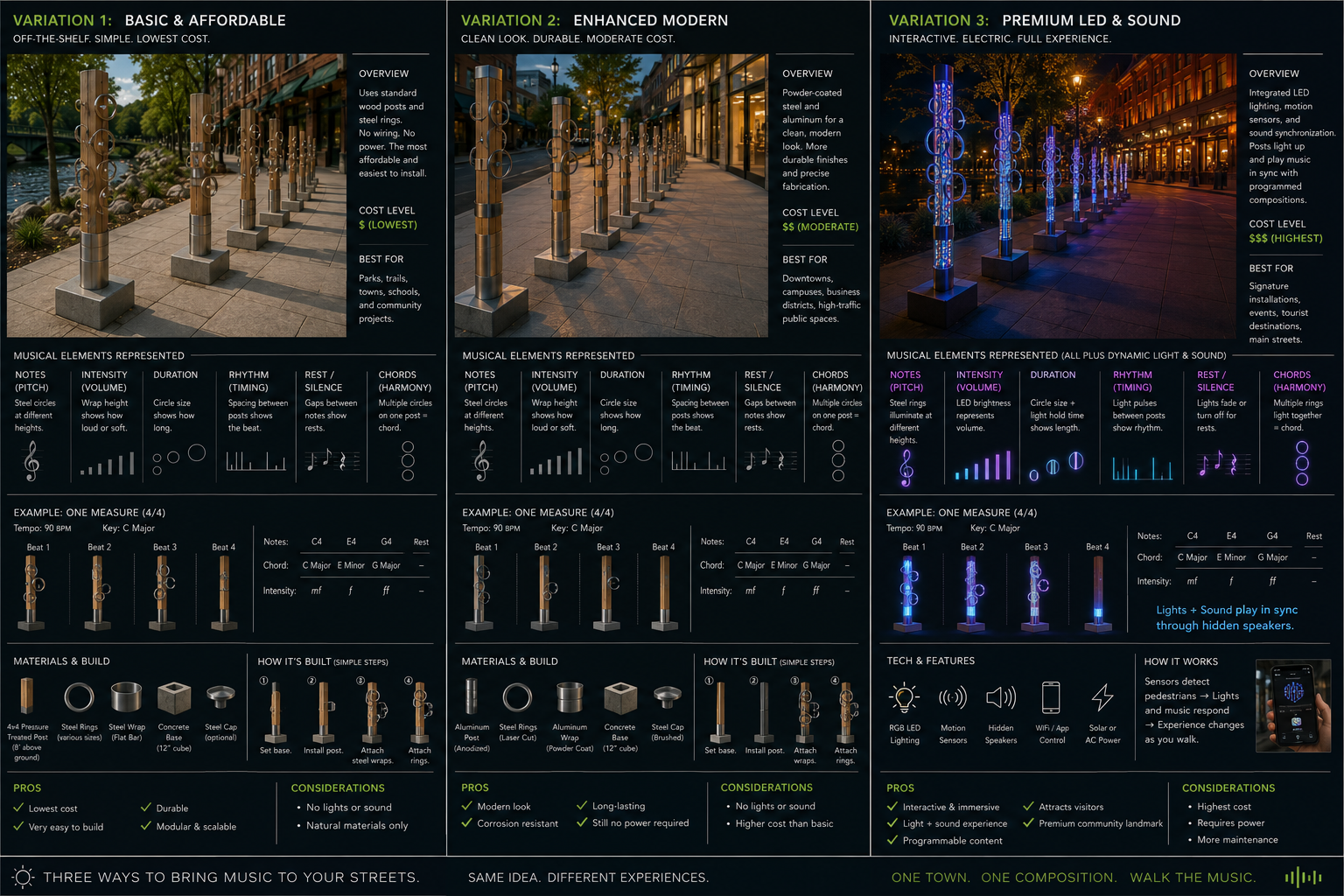 Three approaches to bringing a musical composition into public space